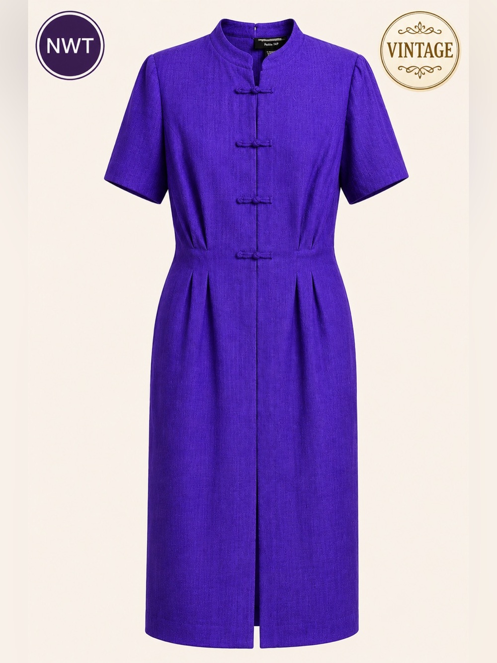 VTG Debra Michaels Elegant Royal Purple Midi Dress NWT Rare Deadstock